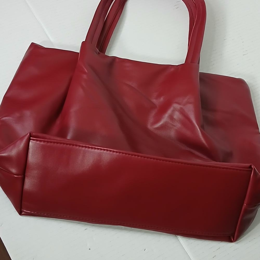 Neiman Marcus Red Elegant Red Soft Lesther  Women's Tote Bag